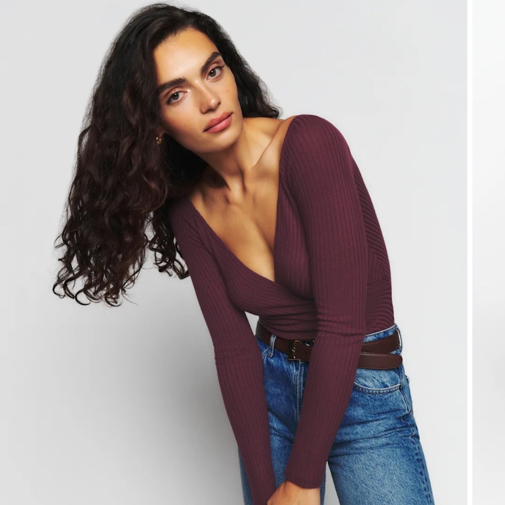 Reformation Minnie Knit Top Prune - Size M
